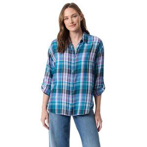 Gloria Vanderbilt Swan Series Women's Amanda Oversized Shirt, Size XXXL, Blue